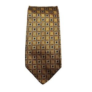 Jos A Bank Men’s Tie Yellow Blue 100% Silk Made in Italy